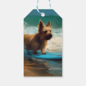 Étiquettes-cadeau Australian Terrier Beach Surfing Paining (Dos)