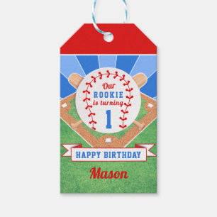 Étiquettes-cadeau Autocollant de baseball 1er anniversaire de Rookie