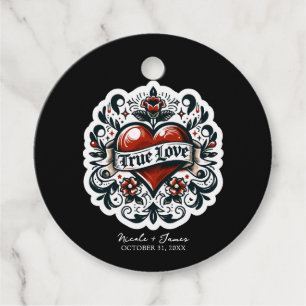 Étiquettes Cadeau Autocollant de tatouage pour mariage True Love Hea