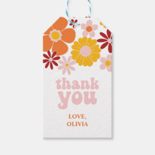 Étiquettes-cadeau Autocollant Merci Fleur Rétro