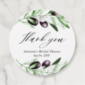 Étiquettes Cadeau Autocollant rond classique de Baby Shower Olive Br (Devant)