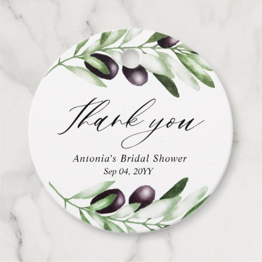 Étiquettes Cadeau Autocollant rond classique de Baby Shower Olive Br (Devant)