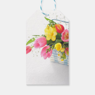 Étiquettes-cadeau Autocollant triangle de fleurs de printemps dans u