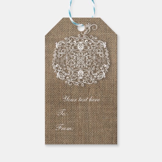 Étiquettes-cadeau Automne automne Filigree Citrouille & Burlap Favor (Devant)