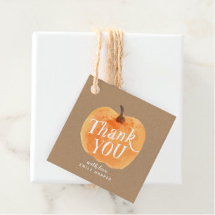 Étiquettes Cadeau Automne Automne Petit Citrouille 2 Côtés Merci Rus