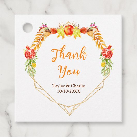Étiquettes Cadeau Automne Automne Récolte Mariage Merci (Devant)