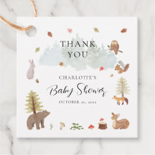 Étiquettes Cadeau Automne Bois Animaux Automne Baby shower Merci