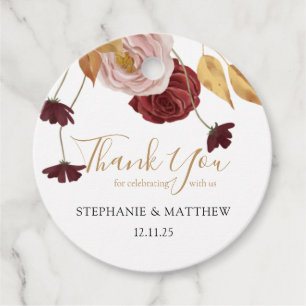 Étiquettes Cadeau Automne Botanique Dusty Rose Merci Mariage Favoris