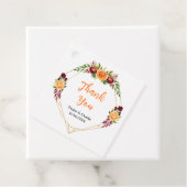 Étiquettes Cadeau Automne Bourgogne Orange Floral Mariage Merci (En situation)