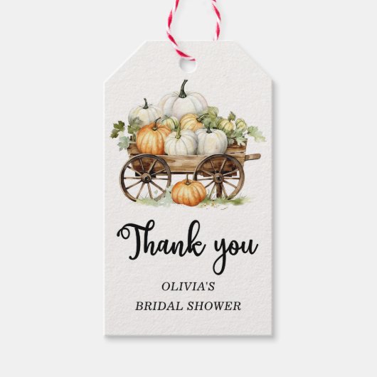 Étiquettes-cadeau Automne Citrouille Fête des mariées Favoriser reme (Devant)