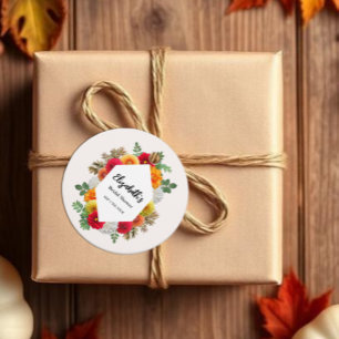 Étiquettes Cadeau Automne Dahlia Floral Mariage Tomber Fête de Fianç