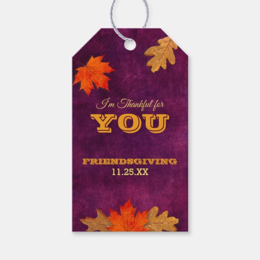 Étiquettes-cadeau Automne Feuilles Emplacement Paramètre Merci Pour (Devant)