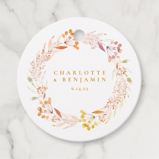 Étiquettes Cadeau Automne Floral Aquarelle Wreath Boho Custom (Devant)