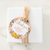 Étiquettes Cadeau Automne Floral Citrouille Merci or  (En situation)