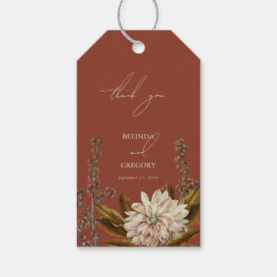 Étiquettes-cadeau Automne Floral Terracotta Mariage de automne d'aqu