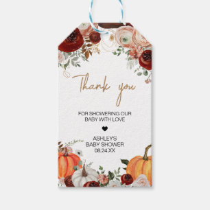 Étiquettes-cadeau Automne Marsala Bourgogne Floral Citrouilles Favor