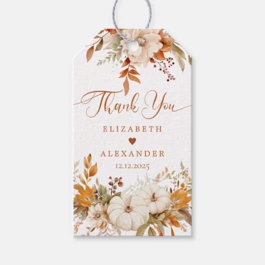 Étiquettes-cadeau Automne Moderne Mariage en terre cuite Merci (Devant)