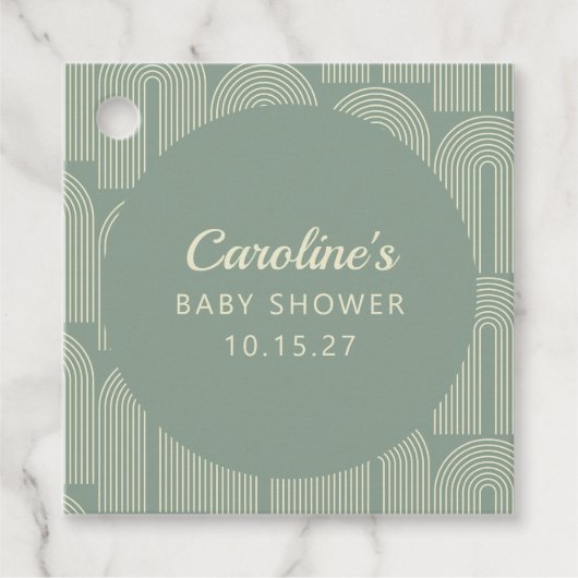 Étiquettes Cadeau Automne moderne Sage Baby shower vert (Devant)