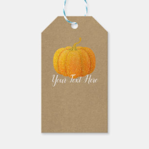 Étiquettes-cadeau Automne Orange Pailleté Paillettes Citrouille d'Au