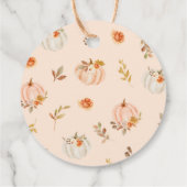 Étiquettes Cadeau Automne petit baby shower citrouille merci (Dos)