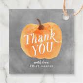 Étiquettes Cadeau Automne Petit Citrouille à 2 côtés Merci Chalk (Dos)