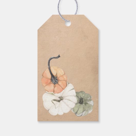 Étiquettes-cadeau Automne Rustique Automne Blanc, Orange Citrouille (Dos)