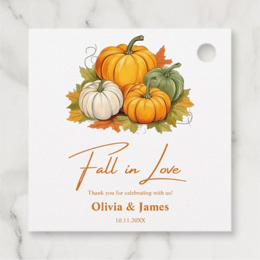 Étiquettes Cadeau Automne Rustique Citrouille Mariage Automne (Dos)