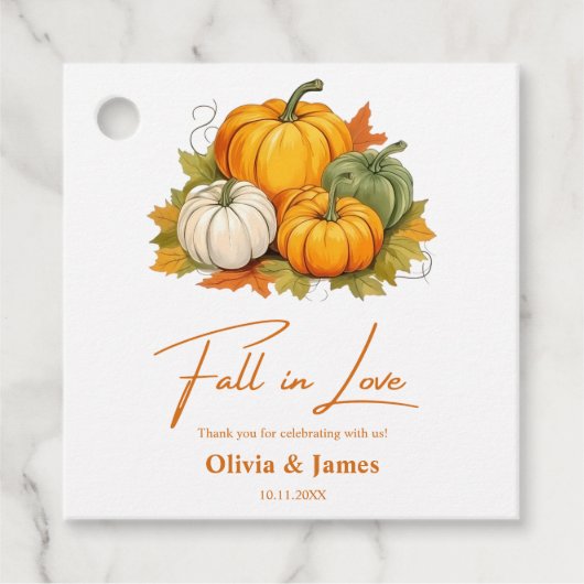 Étiquettes Cadeau Automne Rustique Citrouille Mariage Automne (Devant)