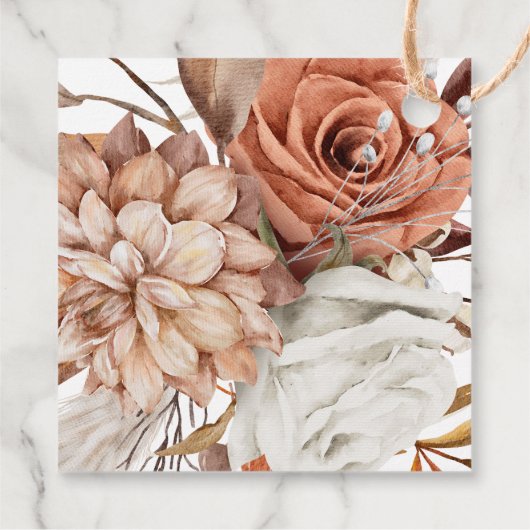 Étiquettes Cadeau Automne Rustique Floral, Mariage encadré (Dos)