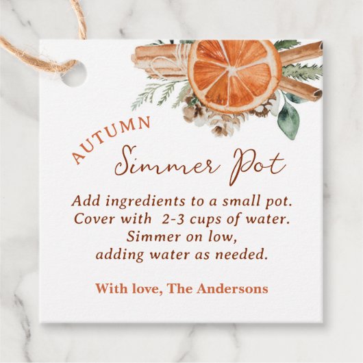 Étiquettes Cadeau Automne Simmer Pot Fall Stovetop Potpourri Cadeau (Devant)