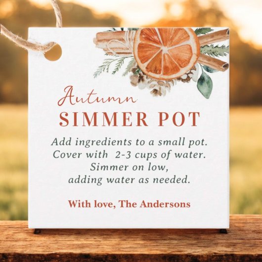 Étiquettes Cadeau Automne Simmer Pot Stovetop Potpourri Cadeau
