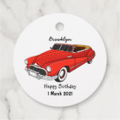 Étiquettes Cadeau Automobile classique rouge 1948 (Dos)