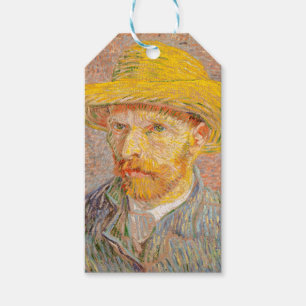 Étiquettes-cadeau Autoportrait de Vincent Van Gogh avec chapeau de p
