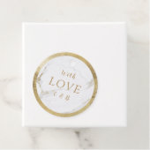 Étiquettes Cadeau Avec amour faux marbre or mariage moderne (En situation)