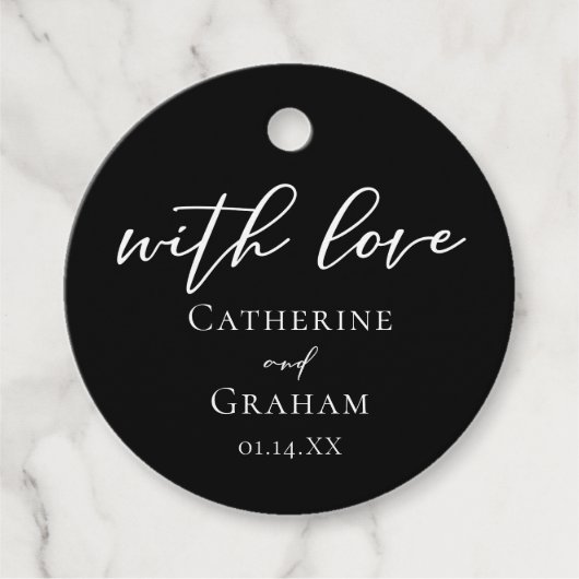 Étiquettes Cadeau Avec Love Chic Mariage noir (Devant)
