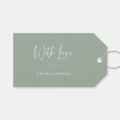 Étiquettes-cadeau Avec Love Script Minimal Sage Dusty Personnalisé (Devant (Horizontal))