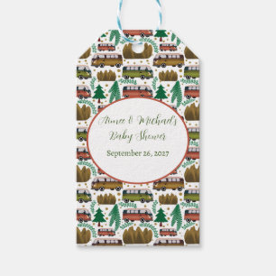 Étiquettes-cadeau Aventure Attend : Camper Baby shower neutre