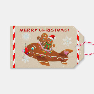 Étiquettes-cadeau Avion Cute Gingerbread