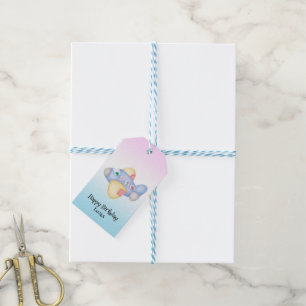 Étiquettes-cadeau Avion dinosaure mignon Fête d'anniversaire pour en