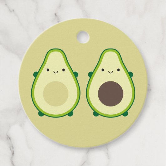Étiquettes Cadeau Avocades de Kawaii (Devant)