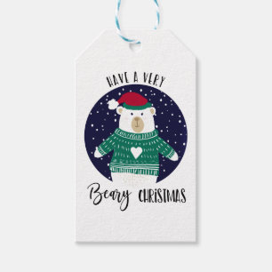 Étiquettes-cadeau avoir un joyeux bonhomme de noël de l'ours