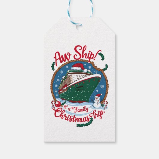 Étiquettes-cadeau Aw Ship C'est une croisière de Noël en famille (Dos)