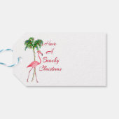 Étiquettes-cadeau Ayez Un Flamant rose De Noël En Plage (Dos Horizontal)