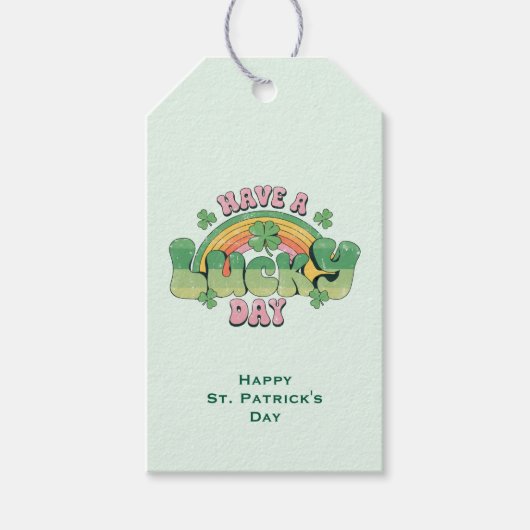 Étiquettes-cadeau Ayez une Typographie de jour chanceux St. Patrick' (Devant)