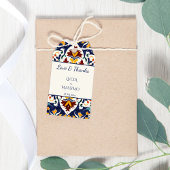 Étiquettes-cadeau Azulejo bleu mariage méditerranéen imprimé en fave