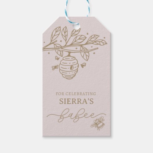 Étiquettes-cadeau Babee, Bee Invitation, Bee Theme Baby shower, (Devant)