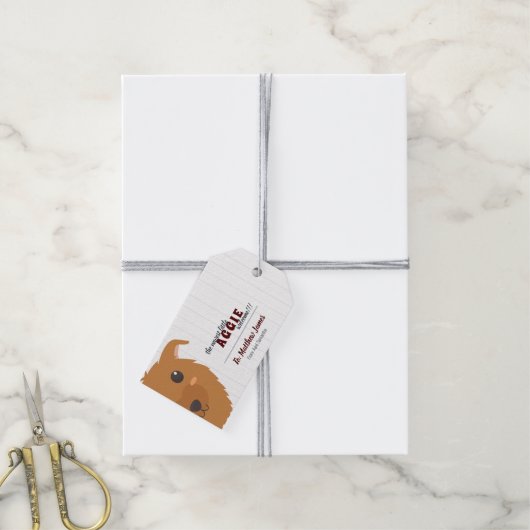 Étiquettes-cadeau Baby Boy Chien Maroon (Avec de la ficelle)