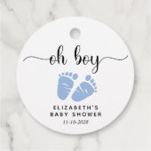 Étiquettes Cadeau Baby Boy Douche Pieds Bleus (Dos)