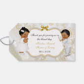 Étiquettes-cadeau Baby Boy Girl Twins Baptême Cross African American (Dos (Horizontal))