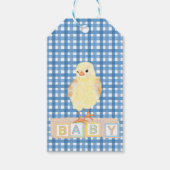 Étiquettes-cadeau Baby Boy Little Chick Blue En vichy (Devant)